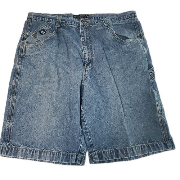 Kani Mens Cargo Jean Shorts Blue Size 40 Cotton Blend Button Zip Pockets - Picture 1 of 12